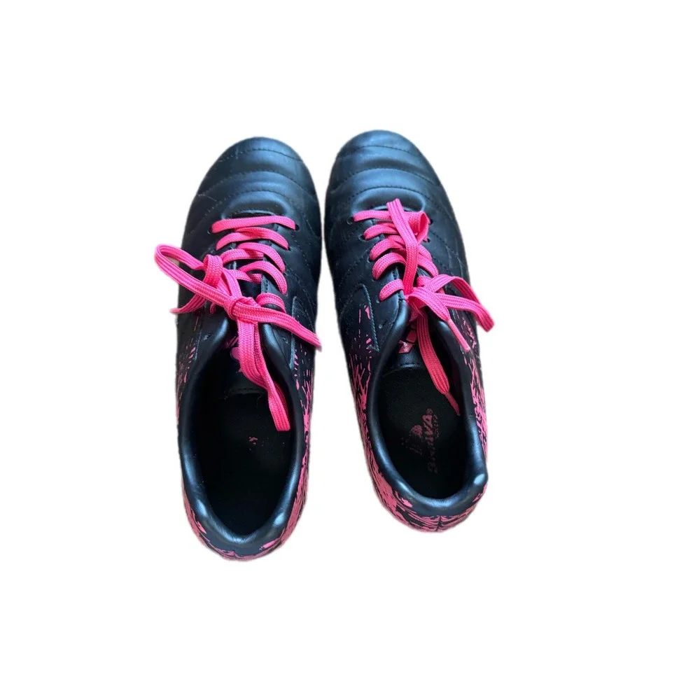 Brava Soccer Cleats Girls Size 5D Black‎ Pink Excellent Splatter Athletic Shoes